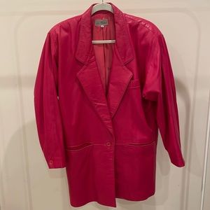 Vintage La Peau Hot Pink Soft Leather Cocoon Jacket sz Small